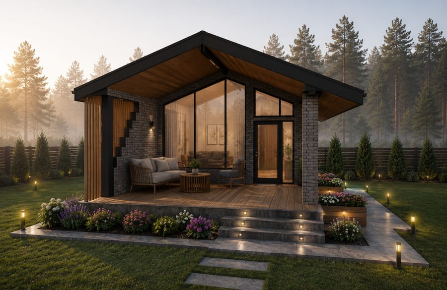 Casa Argestru — terasa din deck cu mobilier de exterior