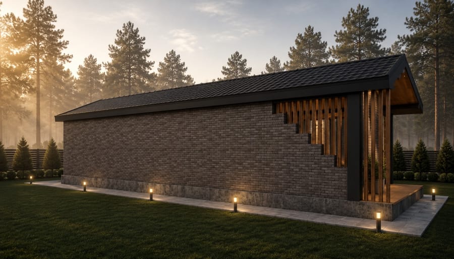 Casa Argestru — iluminatul arhitectural al streșinii, imagine de seară