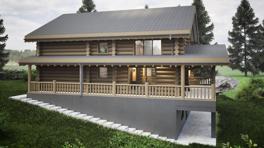 Casa Bucovina — Cabană din lemn rotund, D+P+M — Vatra Dornei