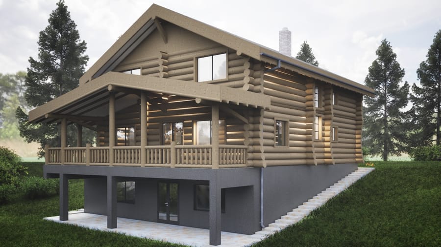 Casa Bucovina — terasa perimetrală și consolele masive ale șarpantei