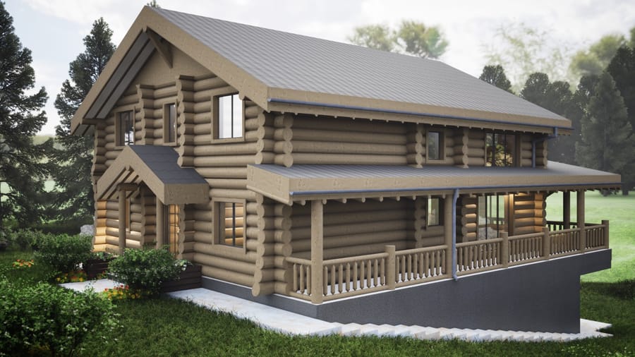 Casa Dorna — detaliu al îmbinărilor și al soclului din beton