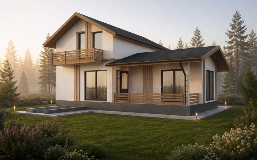 Casa Giumalău — volumul principal cu acoperiș în două ape asimetrice