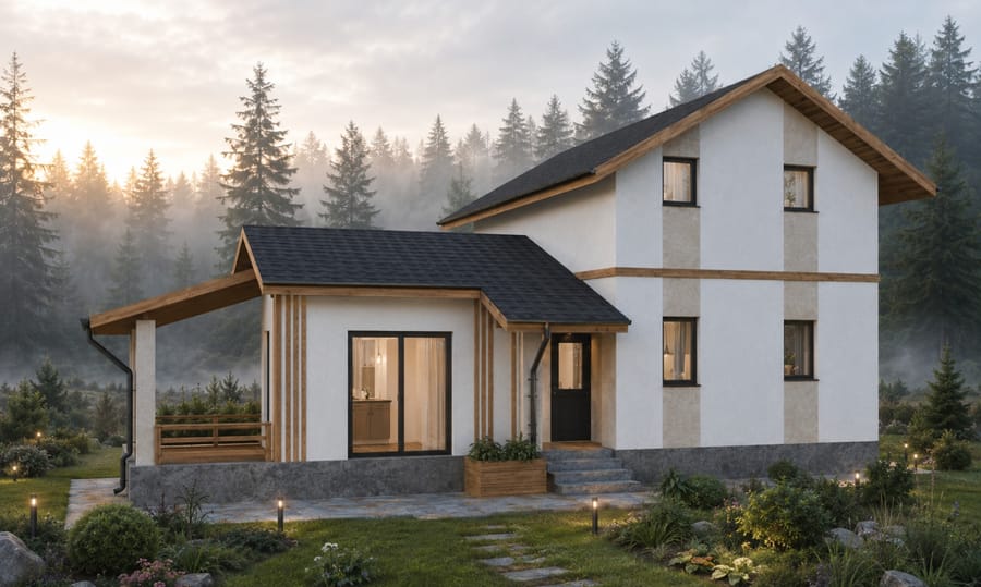 Casa Zugreni — accesul separat la demisol și soclul din piatră